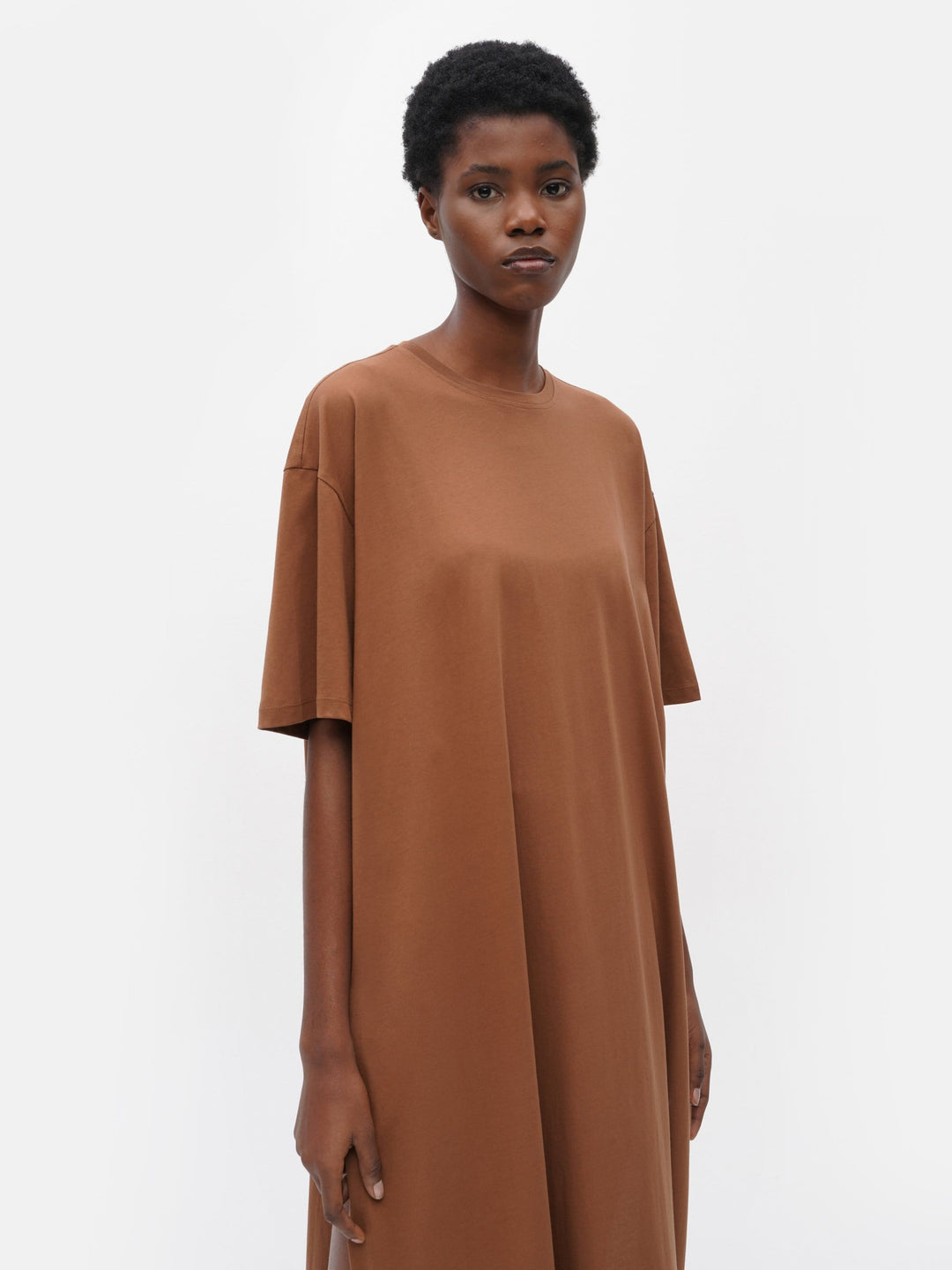 Long Oversized T-Shirt Dress Brown – Vaara